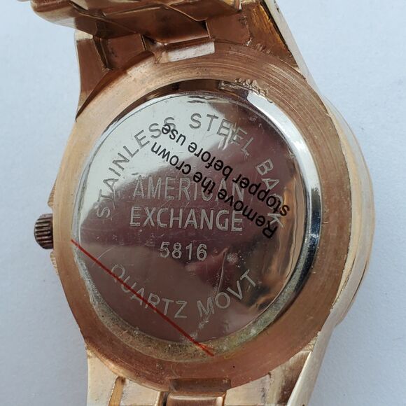 American Exchange 34MM Women's Watch White Dial Gold Bracelet 7" New Battery - Picture 11 of 11